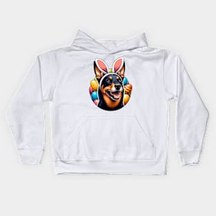 Working Kelpie Celebrates Easter with Bunny Ear Headband Kids Hoodie